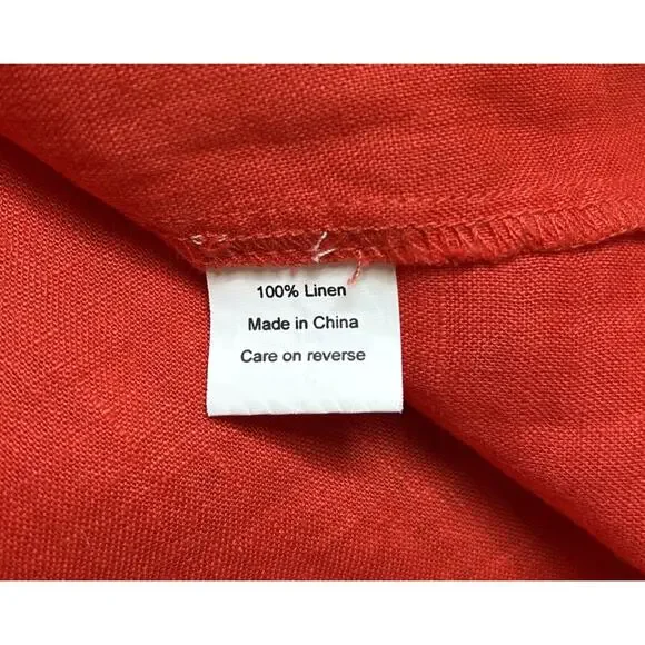 Hiho Tortola BVI Rachel Dress Women’s Small 100% Linen Orange Embroidered Beach - Picture 7 of 8